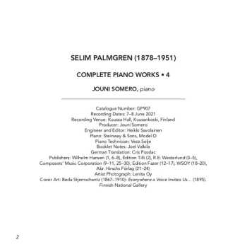 CD Selim Palmgren: Complete Piano Works, Vol. 4 560231