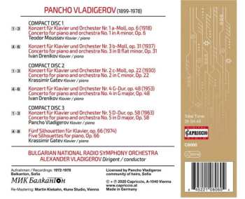 3CD Pancho Vladigerov: Piano Concertos Nos. 1-5 / 5 Silhouettes, Op. 66 556898