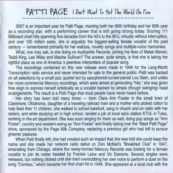 CD Patti Page: I Don't Want To Set The World On Fire 655166