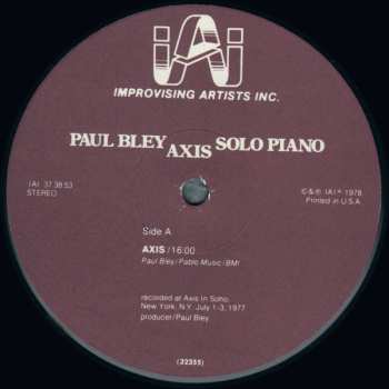 LP Paul Bley: Axis (Solo Piano) 661249