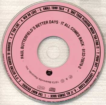 CD Paul Butterfield's Better Days: It All Comes Back 625365