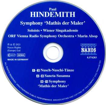 CD Paul Hindemith: Hindemith: Symphony 'Mathis Der Maler' / Nusch-Nuschi Tänze • Sancta Susanna 572812