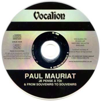 CD Paul Mauriat: Je Pense À Toi & From Souvenirs To Souvenirs 608262