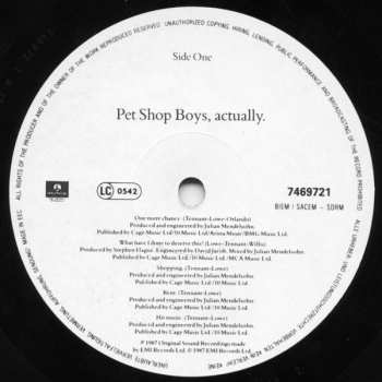 LP Pet Shop Boys: Actually 629459