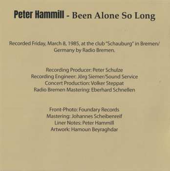 2CD Peter Hammill: Been Alone So Long (The Naked Songs - Tour, Bremen 1985) 605176