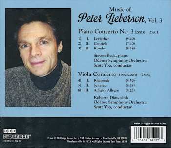 CD Peter Lieberson: Music Of Peter Lieberson, Vol. 3: Piano Concerto No. 3 | Viola Concerto 405600