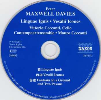 CD Peter Maxwell Davies: Linguae Ignis · Vesalii Icones · Fantasia On A Ground And Two Pavans 545623