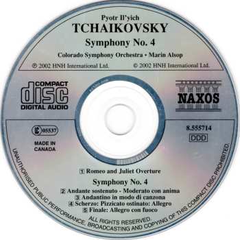 CD Pyotr Ilyich Tchaikovsky: Symphony No. 4 / Romeo And Juliet 447827