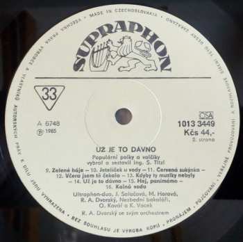 LP R. A. Dvorský Orchestra: Už Je To Dávno... (85 2) 359751