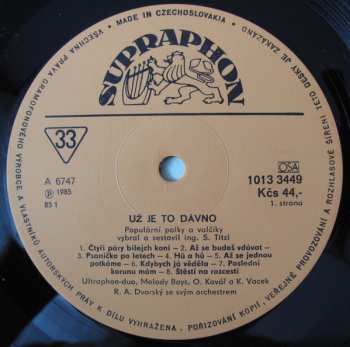 LP R. A. Dvorský Orchestra: Už Je To Dávno... 502508