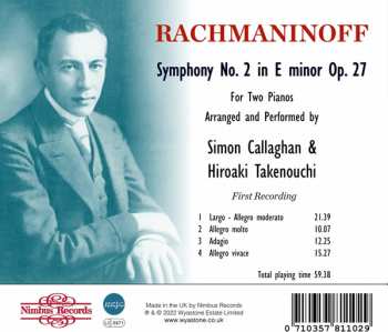 CD Sergei Vasilyevich Rachmaninoff: Symphony No. 2 In E Minor Op. 27 (A New Arrangement For Two Pianos) 586688