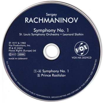 CD Sergei Vasilyevich Rachmaninoff: Symphony No. 1 / Prince Rostislav 562152