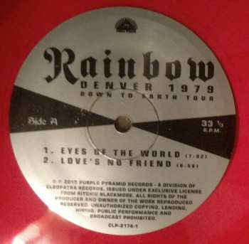 2LP Rainbow: Denver 1979 Down To Earth Tour LTD | CLR 398252