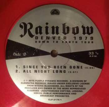 2LP Rainbow: Denver 1979 Down To Earth Tour LTD | CLR 398252