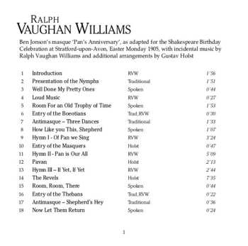 CD Ralph Vaughan Williams: Pan's Anniversary / Tallis Fantasia 614423