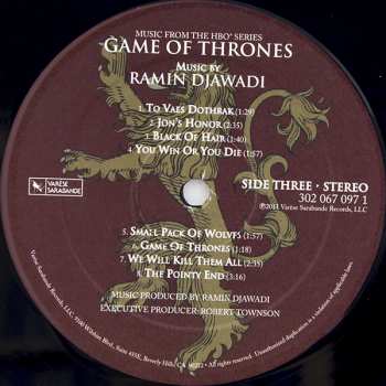 2LP Ramin Djawadi: Game Of Thrones (Music From The HBO Series) LTD 75062