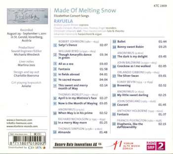 CD Rayuela: Made Of Melting Snow - Elizabethian Consort Songs 609561