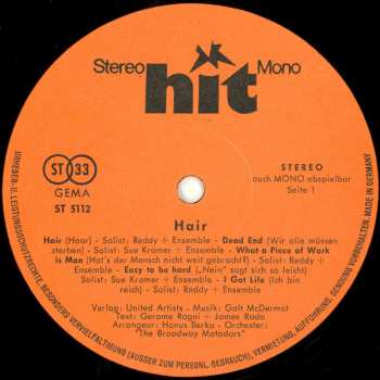 LP The Matadors: Hair 630120