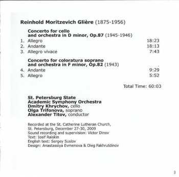 CD Reinhold Gliere: Concertos For Cello And Voice 284582