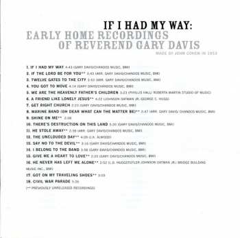 CD Rev. Gary Davis: If I Had My Way: Early Home Recordings 299628