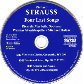 CD Richard Strauss: Four Last Songs · Brentano-Lieder 331603