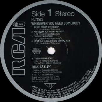 LP Rick Astley: Whenever You Need Somebody 636631