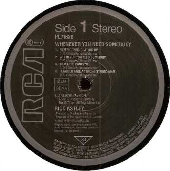 LP/SP Rick Astley: Whenever You Need Somebody PIC | LTD 643930