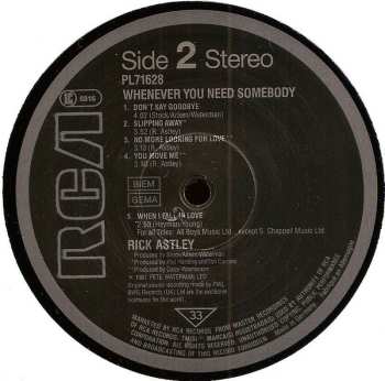 LP/SP Rick Astley: Whenever You Need Somebody PIC | LTD 643930