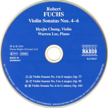 CD Robert Fuchs: Violin Sonatas Nos. 4–6 617971