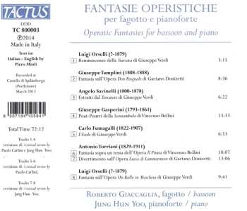 CD Roberto Giaccaglia: Fantasie Operistiche Per Fagotto E Pianoforte 552224