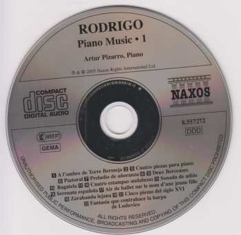 CD Joaquín Rodrigo: Piano Music - Four Andalusian Pictures, Five Pieces Of The Sixteenth Century 621027