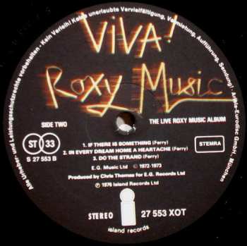 LP Roxy Music: Viva! Roxy Music - The Live Roxy Music Album 656282