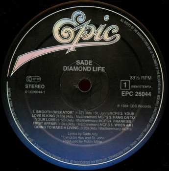 LP Sade: Diamond Life 480526