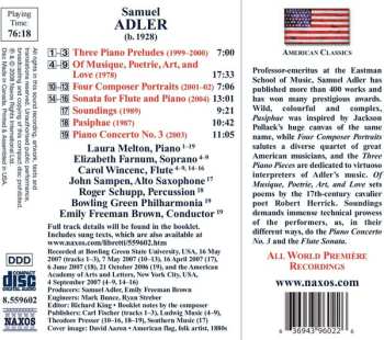 CD Samuel Adler: Of Musique, Poterie, Art, And Love • Flute Sonata • Piano Concerto No. 3 • Pasiphae 570113