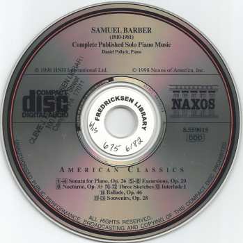 CD Samuel Barber: Solo Piano Music 600738