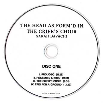 2CD Sarah Davachi: The Head As Form​’​d In The Crier​’​s Choir 630463