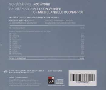 CD Dmitri Shostakovich: Kol Nidre / Suite On Verses Of Michelangelo Buonarroti 647829