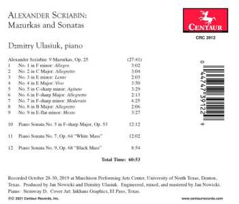 CD Alexander Scriabine: Mazurkas And Sonatas 558593