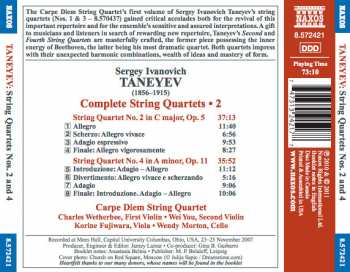 CD Sergey Ivanovich Taneyev: Complete String Quartets • 2 (String Quartets Nos. 2 And 4) 285533