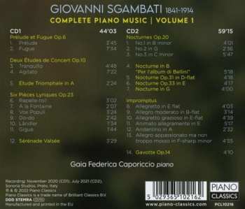 2CD Giovanni Sgambati: Complete Piano Music Volume 1 614074