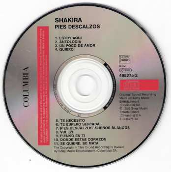 CD Shakira: Pies Descalzos 27978