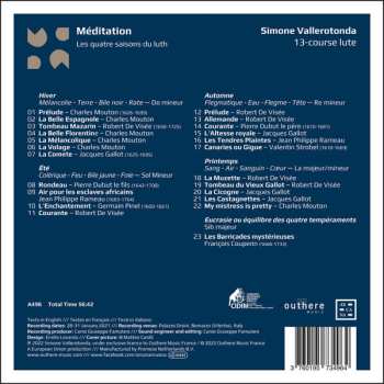 CD Simone Vallerotonda: Méditation - Les Quatre Saisons Du Luth 558589