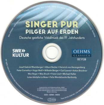 CD Singer Pur: Pilger Auf Erden - Deutsche Geistliche Vokalmusik Des 19. Jahrhunderts 621191