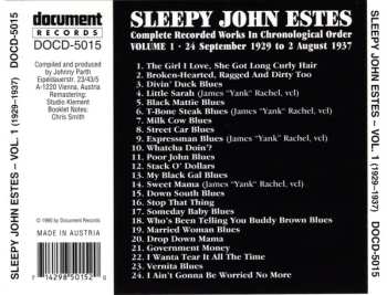 CD Sleepy John Estes: Complete Recorded Works In Chronological Order, Volume 1 -- 24 September 1929 To 2 August 1937 611909