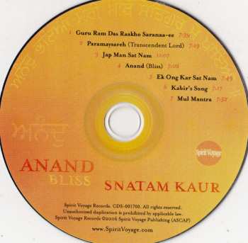 CD Snatam Kaur Khalsa: Anand = Bliss 484587