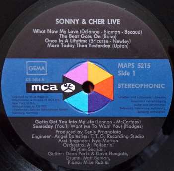 LP Sonny & Cher: Sonny & Cher Live 641180