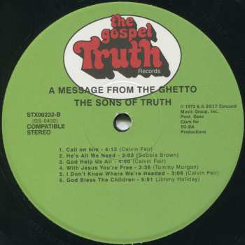 LP Sons Of Truth: A Message From The Ghetto 70457