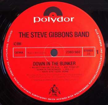 LP Steve Gibbons Band: Down In The Bunker 620889