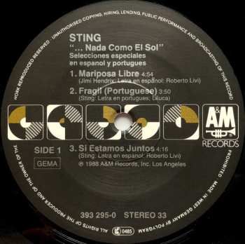 LP Sting: ...Nada Como El Sol (Selecciones Especiales En Espanol Y Portugues) 654047