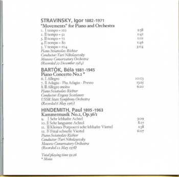 CD Igor Stravinsky: "Movements" For Piano And Orchestra / Piano Concerto No.2 / Kammermusik No.2 643225